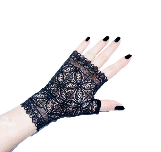 sexy lolita wrist warmers black/pink &amp; bow
