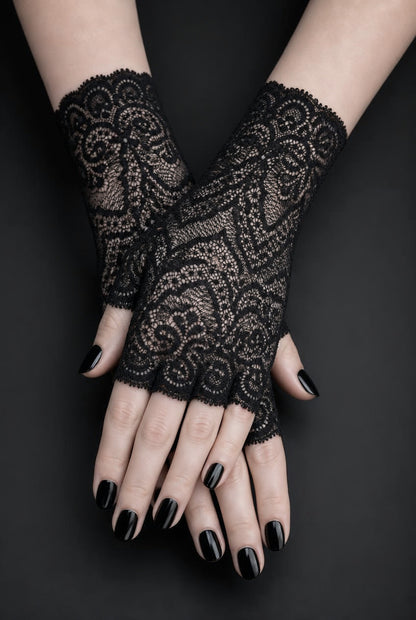 sexy lolita wrist warmers black/pink &amp; bow