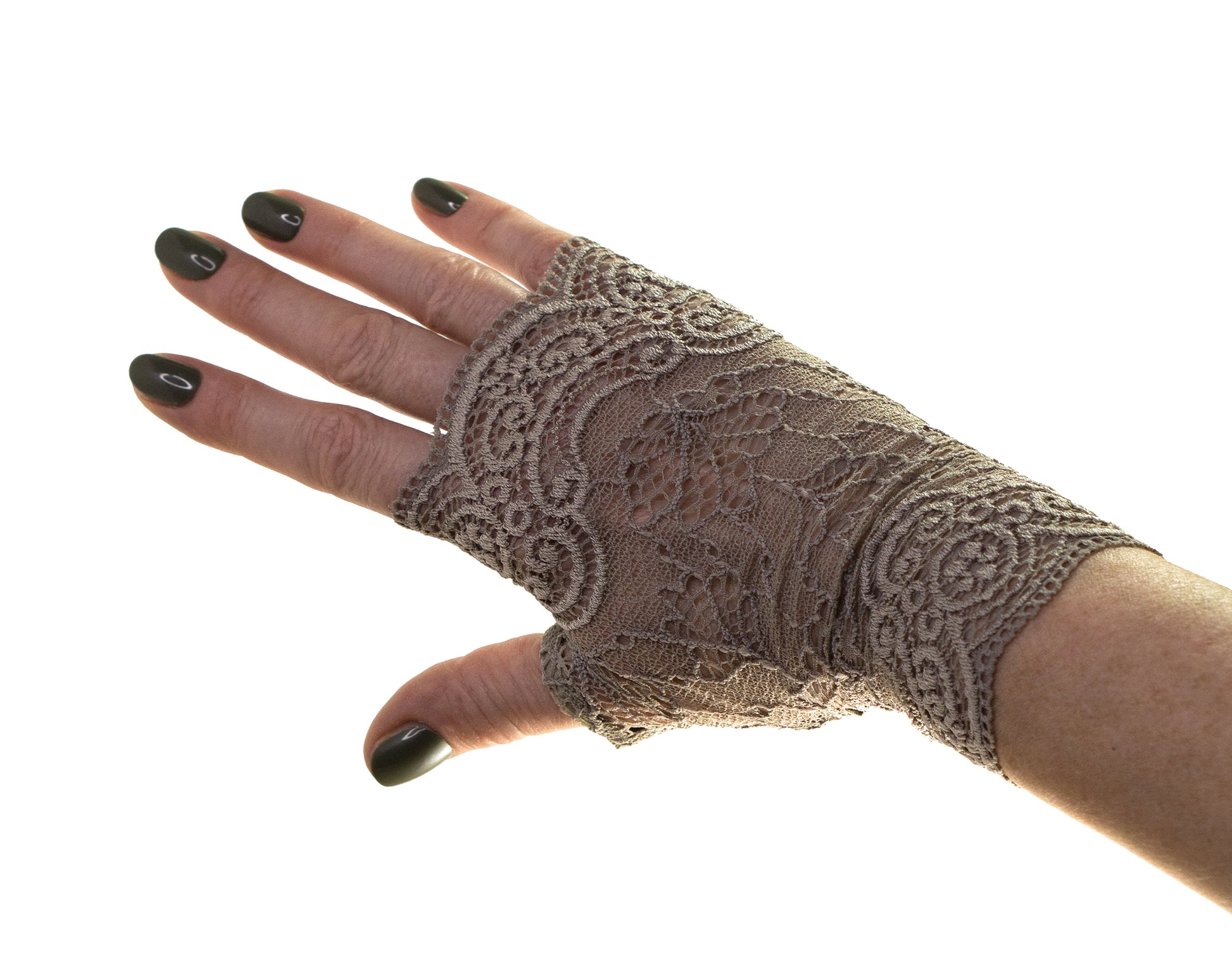 fingerlose Handschuhe Spitze in taupe