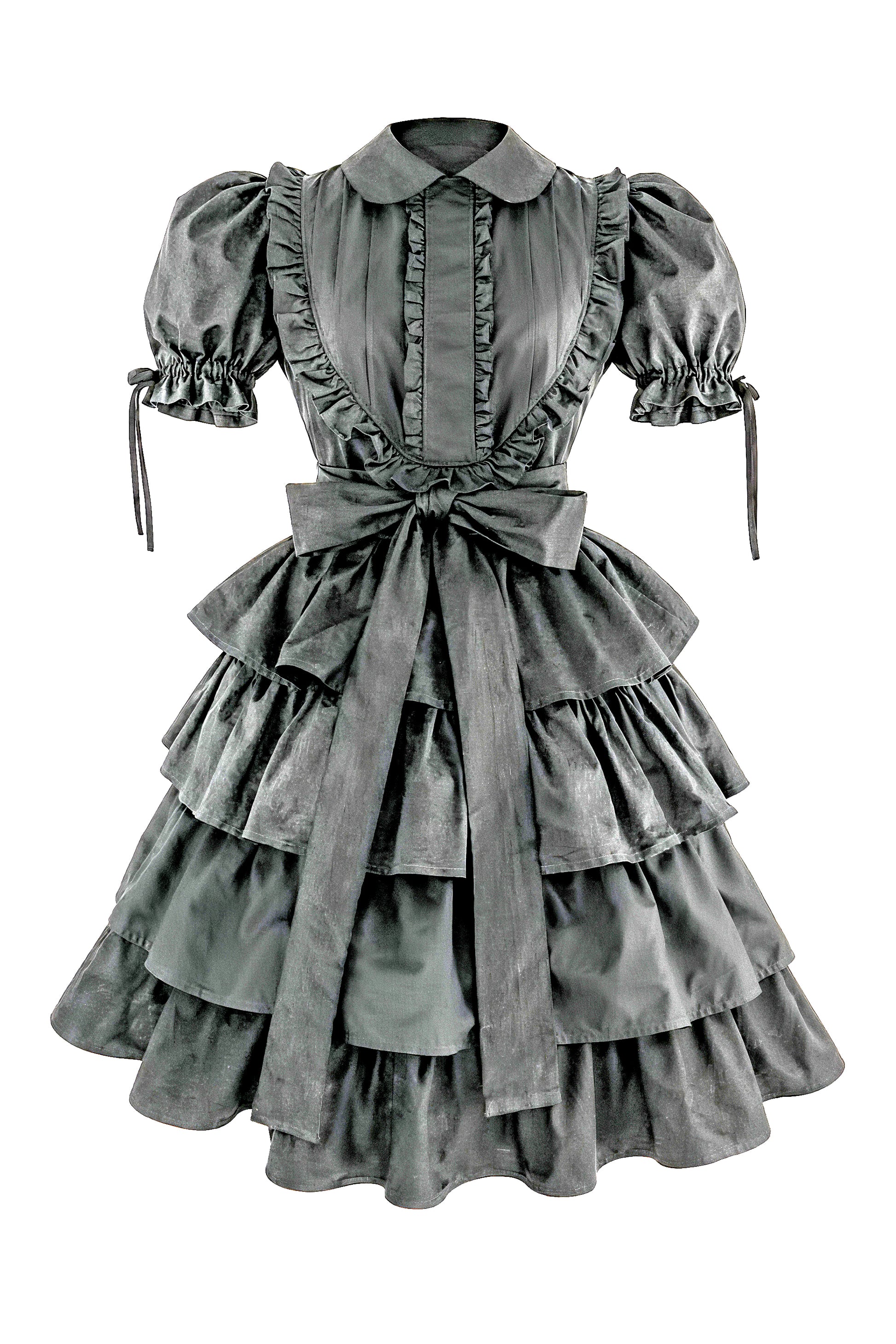 Modedesign Skizze Vorderansicht rein schwarzes Kleid Modell Misaya