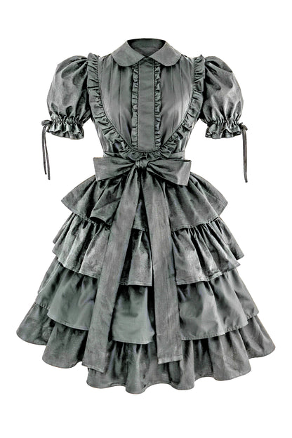 Modedesign Skizze Vorderansicht rein schwarzes Kleid Modell Misaya