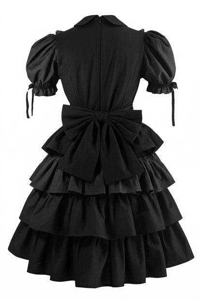 Rückenansicht Kleid Misaya in monochrom tief schwarz