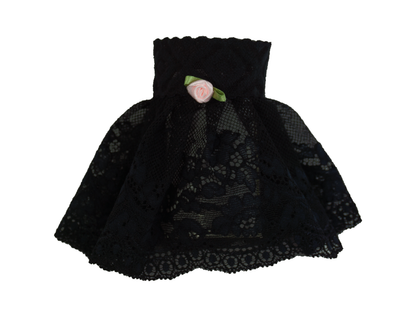 gothic classic lolita Manschetten kleine Stulpen schwarz aus Spitze mit Satin Rose