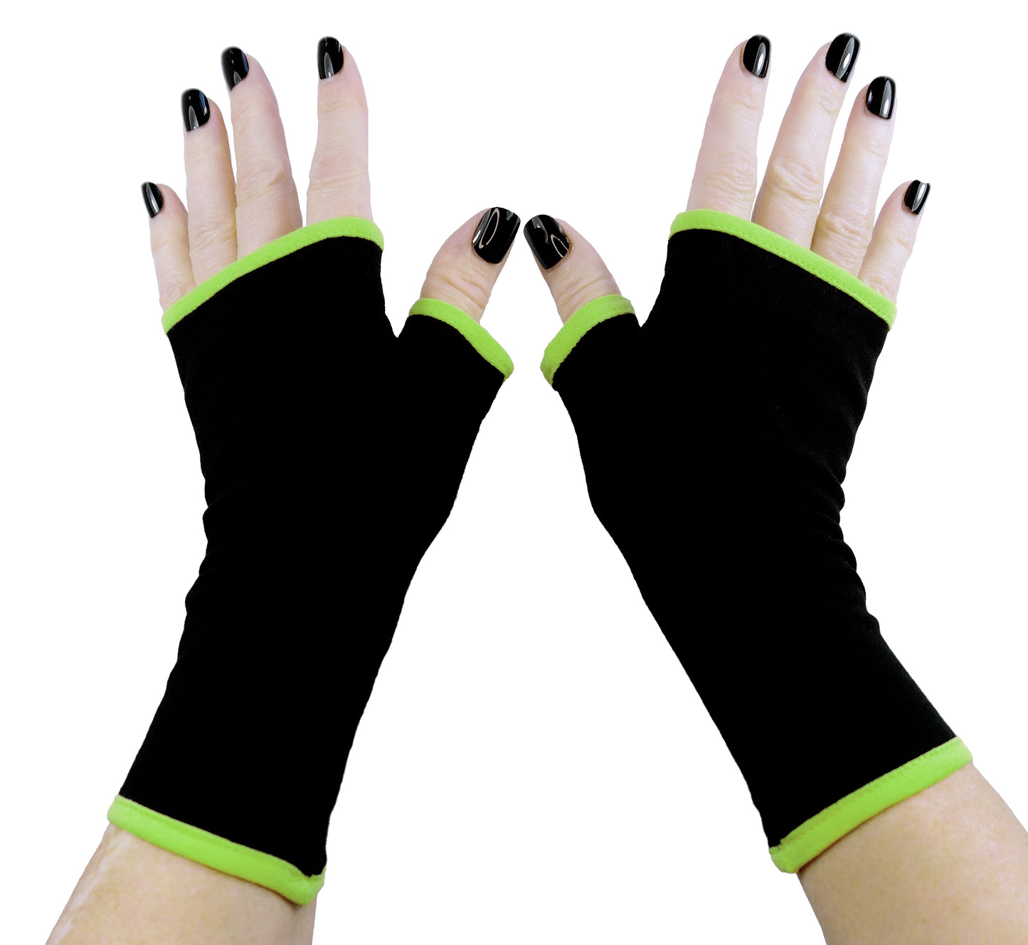 Soft jersey wrist warmers, SUPER COMFORTABLE #MUSTHAVE, brightly patterned, lined, lining color selectable, with bow