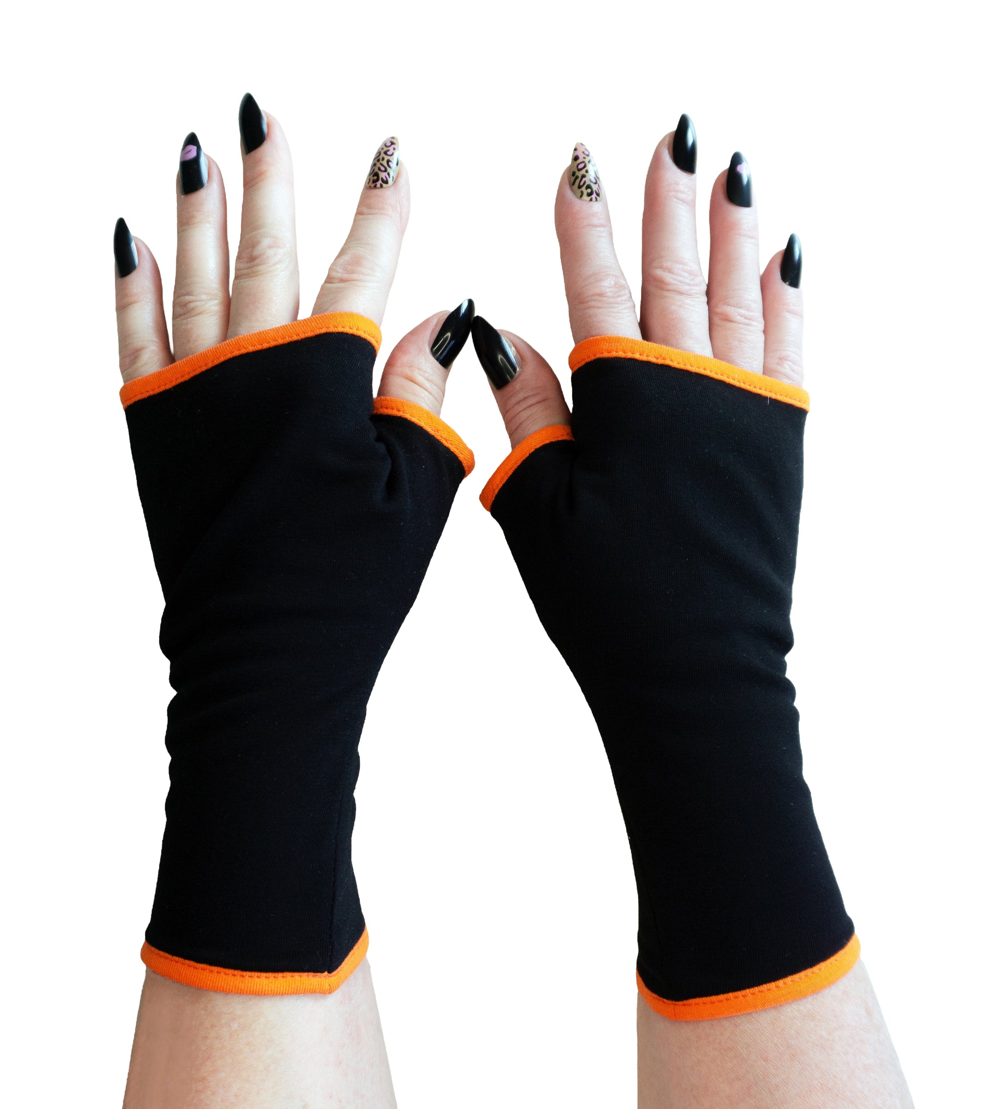Handschuhe fingerlos Baumwolle Jersey schwarz, Futter wählbar