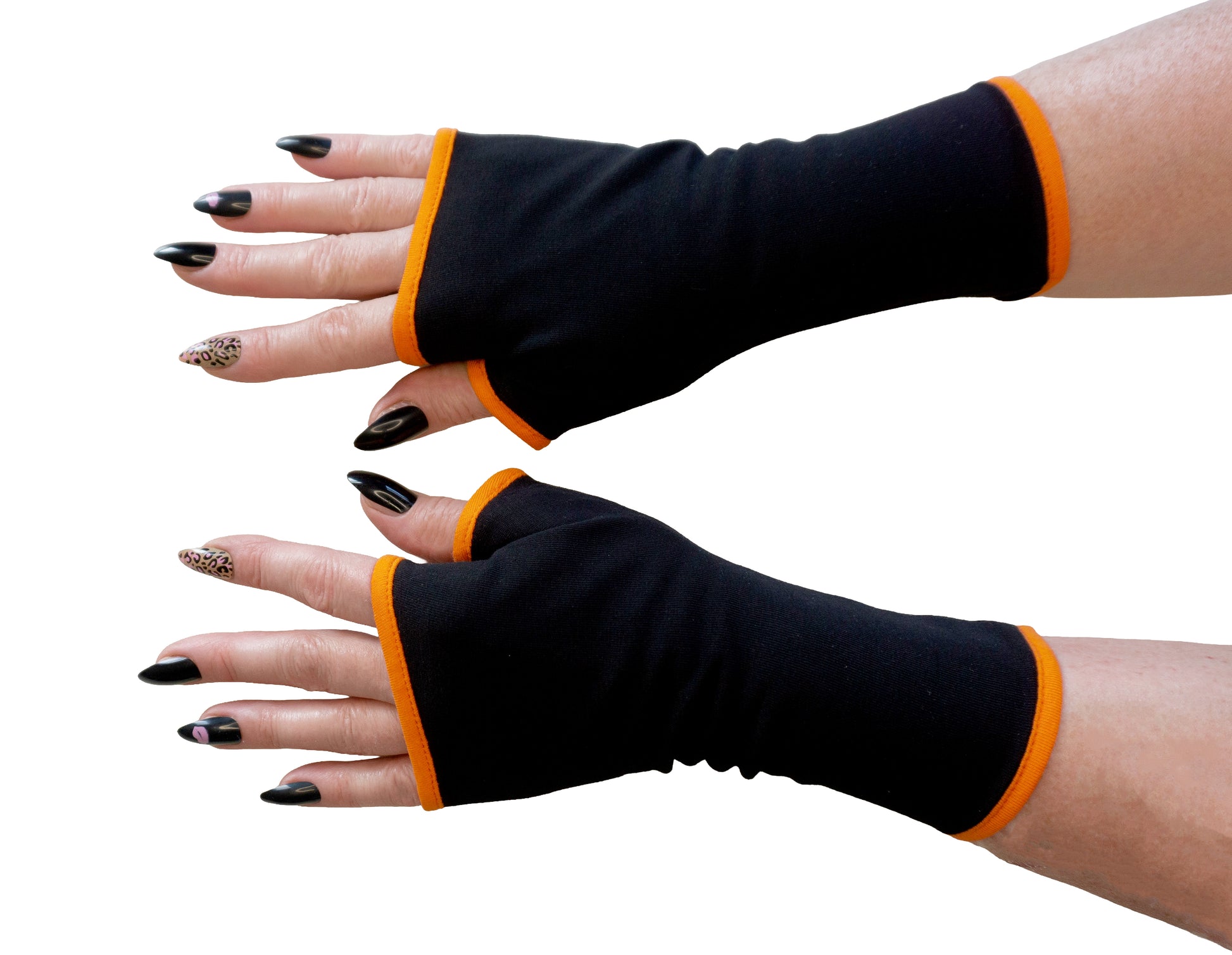 Handschuhe fingerlos Baumwolle Jersey schwarz, Futter wählbar