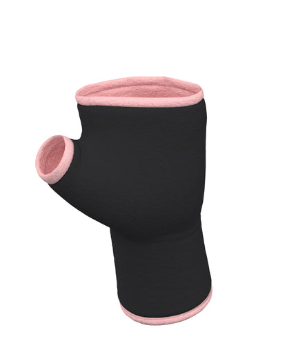 Soft jersey wrist warmers, SUPER COMFORTABLE #MUSTHAVE, brightly patterned, lined, lining color selectable, with bow