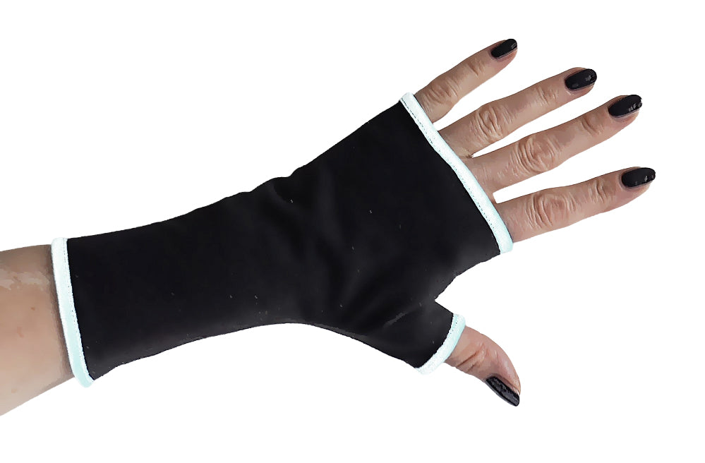 Handschuhe fingerlos Baumwolle Jersey schwarz, Futter wählbar