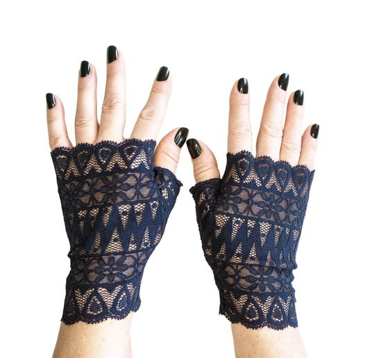 ein paar Handschuhe ohne Finger aus Spitze und deutscher Wäscheproduktion, Größen XS, S, M, L, XL