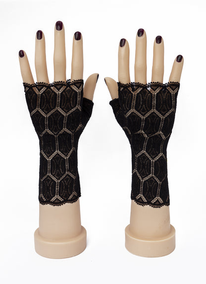 sexy lolita wrist warmers black/pink &amp; bow