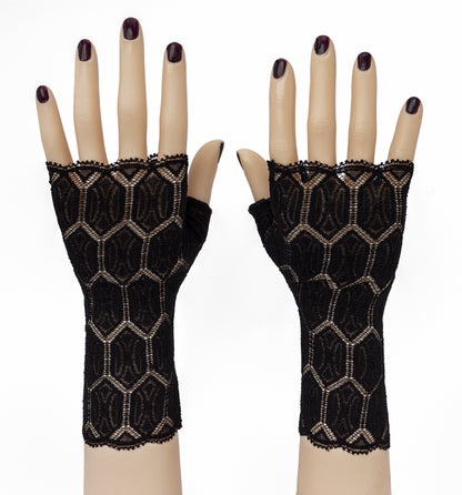 sexy lolita wrist warmers black/pink &amp; bow