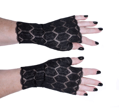 sexy lolita wrist warmers black/pink &amp; bow