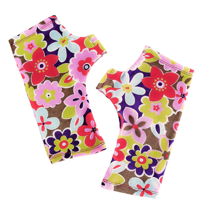 Handschuhe fingerlos mit riesigen Größen-wahnsinnigen Blumen knallbunt