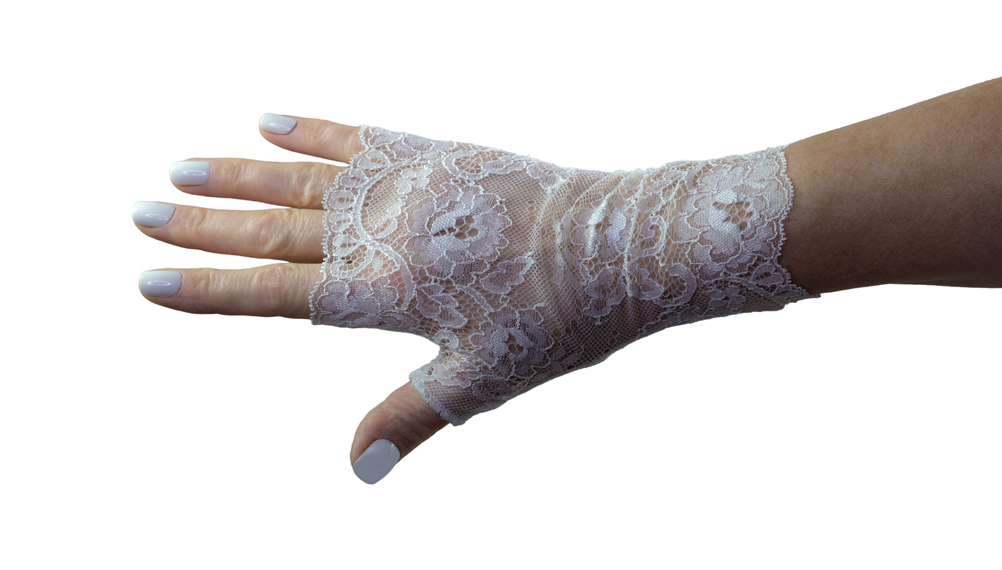 Fingerlose Handschuhe aus weißer Netzspitze für Taufe und Kommunion