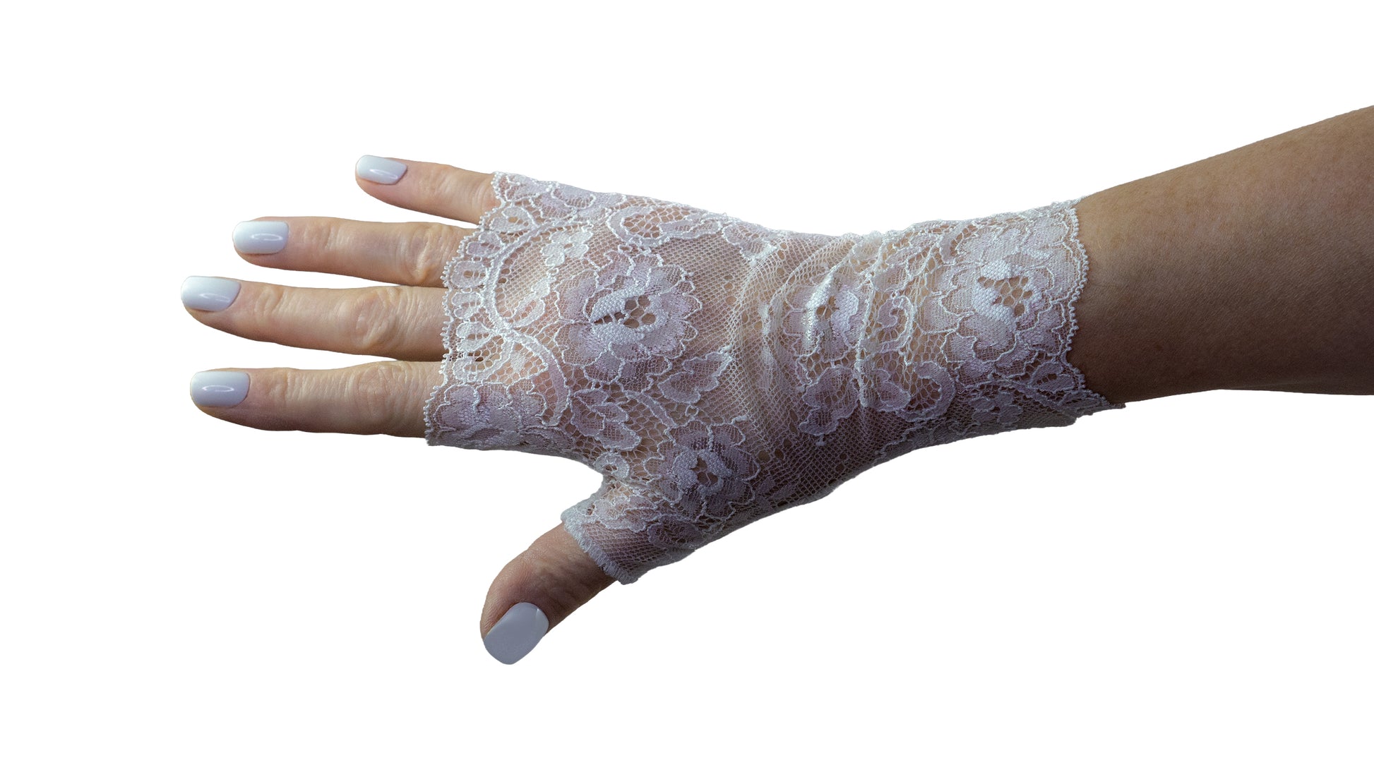 Fingerlose Handschuhe aus weißer Netzspitze für Taufe und Kommunion