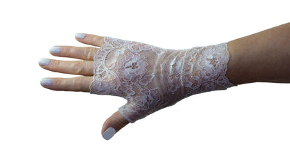 Fingerlose Handschuhe aus weißer Netzspitze für Taufe und Kommunion