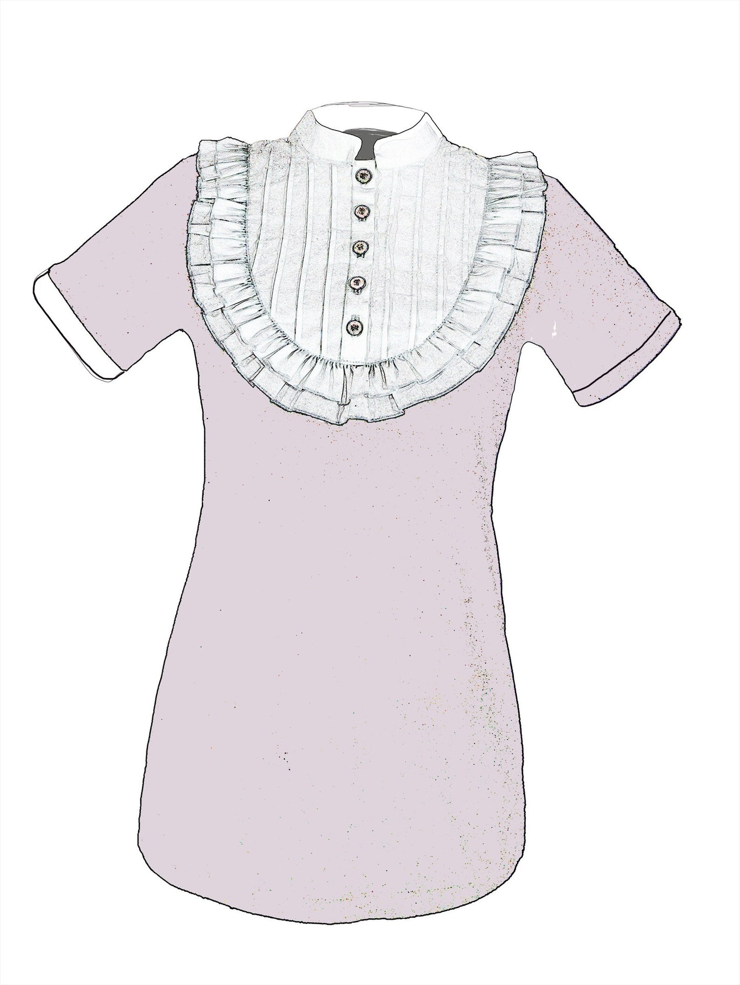 Plastron shirt ladies Tenshi jersey + cotton body olive black wine red sizes 34-46