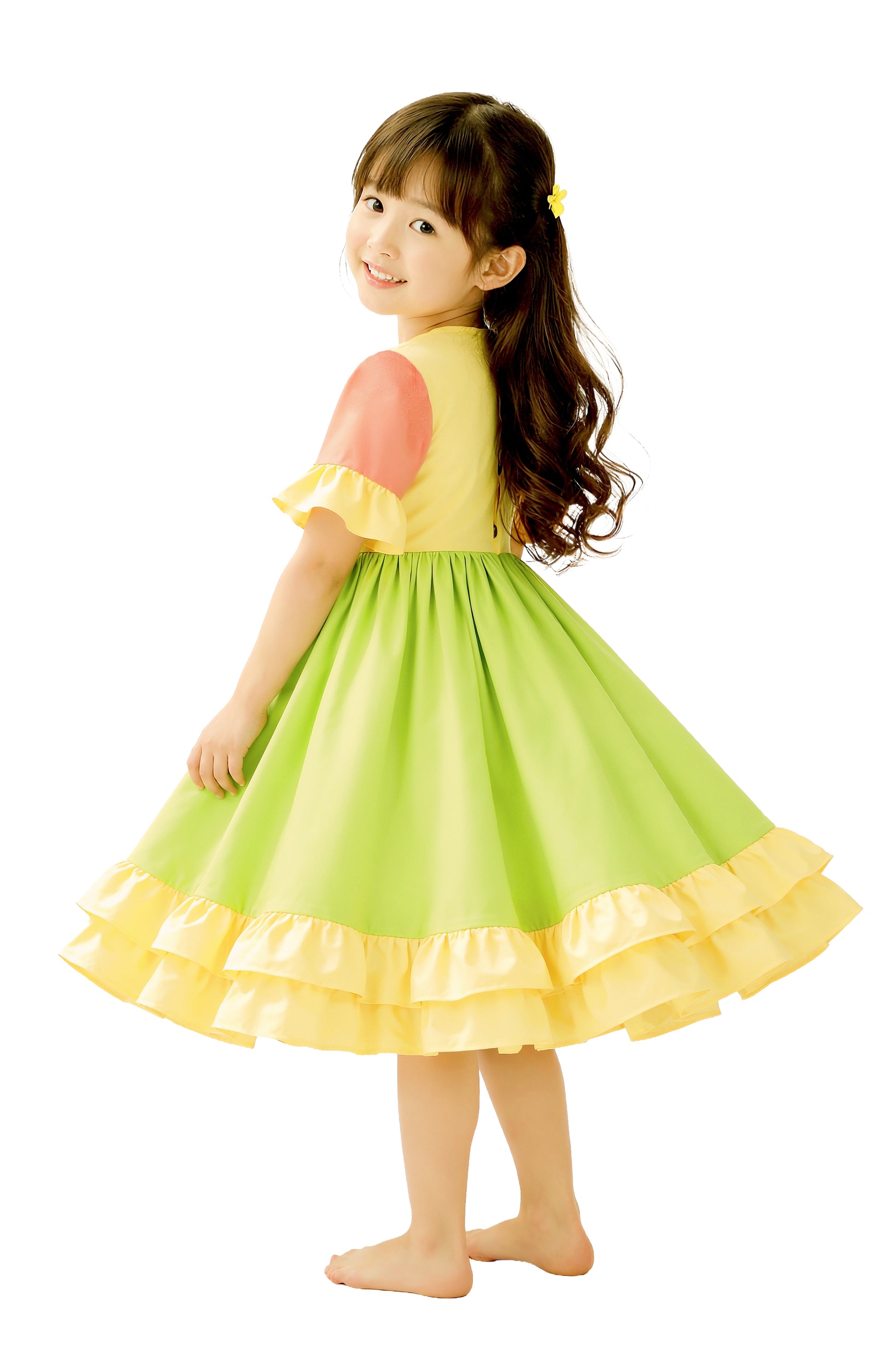Kinder Sonntags pastell Kleid mit schwingendem Rock Modell Akari kawaii aus Baumwolle auf Bestellung, Handarbeit, slow fashion, absolute Unikate
