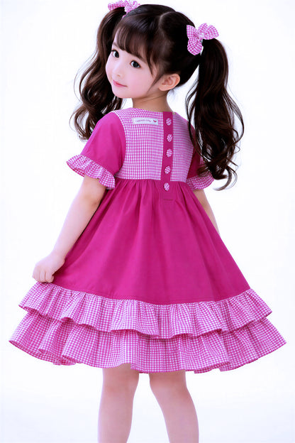 Kinder sweet lolita kawaii Kleid Akari | pink weiß vichy karo | aus Baumwolle | hochwertige Handarbeit, Unikat (Kopie)