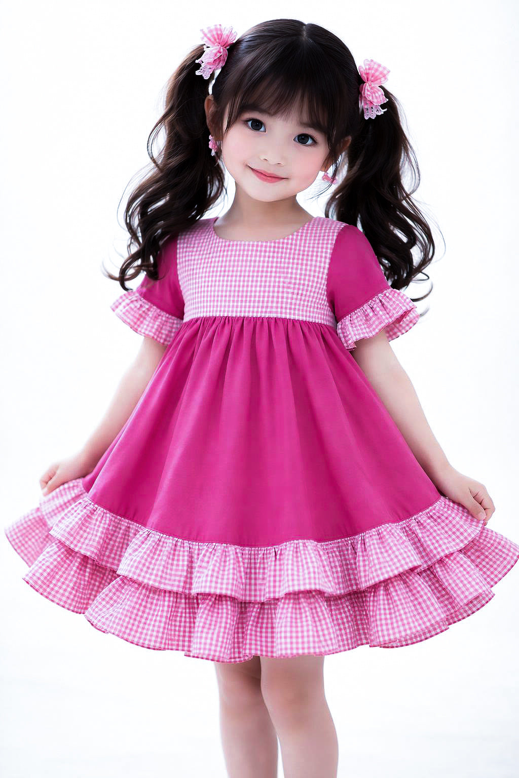 Kinder sweet lolita kawaii Kleid Akari | pink weiß vichy karo | aus Baumwolle | hochwertige Handarbeit, Unikat (Kopie)