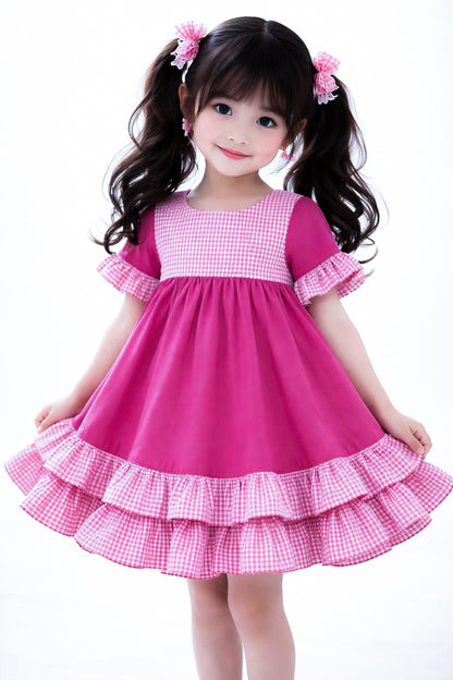 Kinder sweet lolita kawaii Kleid Akari | pink weiß vichy karo | aus Baumwolle | hochwertige Handarbeit, Unikat (Kopie)