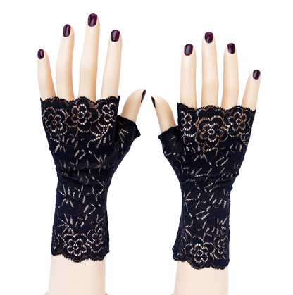 sexy lolita wrist warmers black/pink &amp; bow