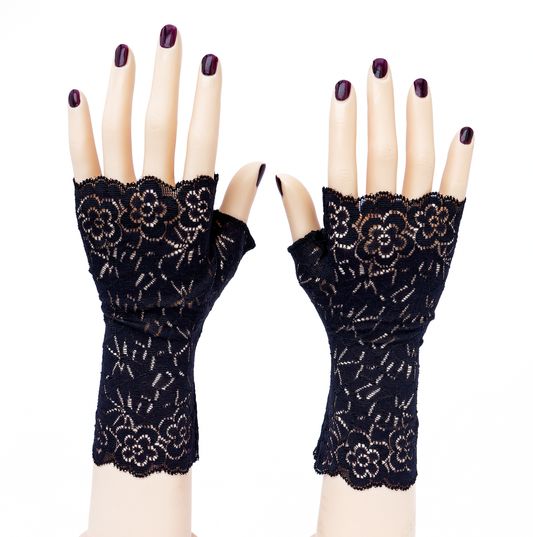 sexy lolita wrist warmers black/pink &amp; bow