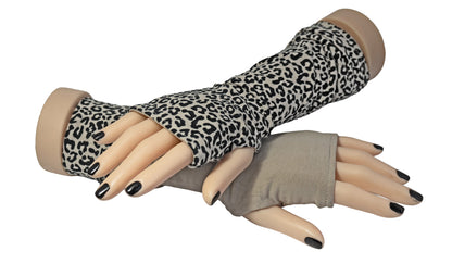 Soft jersey wrist warmers, SUPER COMFORTABLE #MUSTHAVE, brightly patterned, lined, lining color selectable, with bow