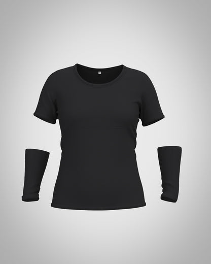 Plastron shirt ladies Tenshi jersey + cotton body olive black wine red sizes 34-46