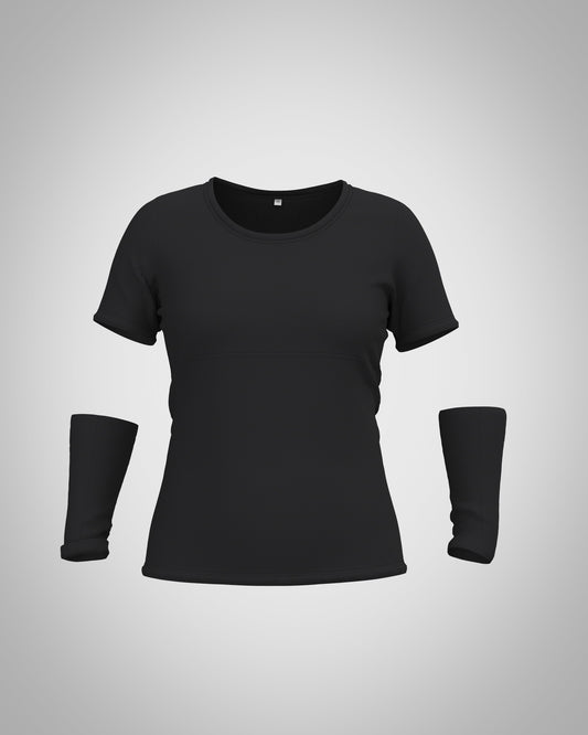 Plastron shirt ladies Tenshi jersey + cotton body olive black wine red sizes 34-46