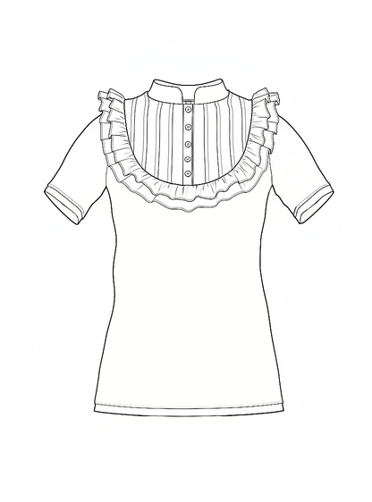 Chemise à plastron pour femme Tenshi, jersey de coton, vert pomme et blanc, tailles 34 à 46