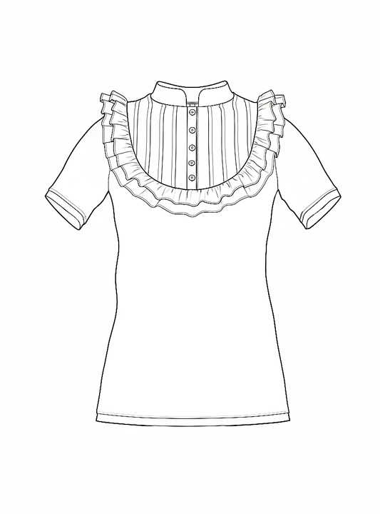 Chemise à plastron pour femme Tenshi, jersey de coton, vert pomme et blanc, tailles 34 à 46