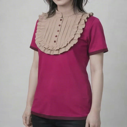 sweet lolita Plastron Shirt Tenshi | Victorian meets Kawaii | in pink-camel