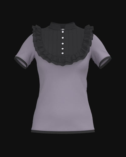 Plastron shirt ladies Tenshi jersey + cotton body olive black wine red sizes 34-46