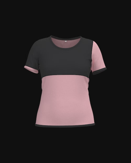 Damen Jersey Shirt twin set Nikita mit Armstulpen schwarz rosa - handgefertigt