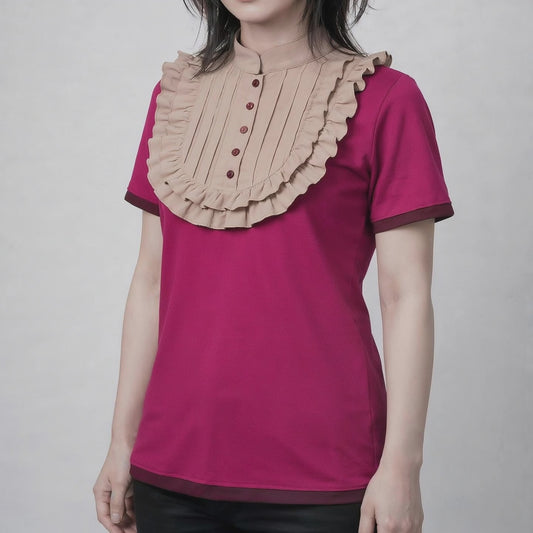 sweet lolita Plastron Shirt Tenshi | Victorian meets Kawaii | in pink-camel