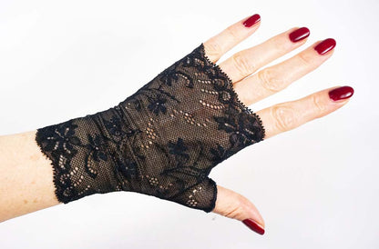 sexy lolita wrist warmers black/pink &amp; bow