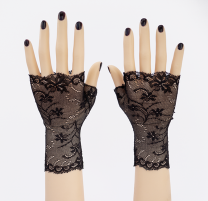 sexy lolita wrist warmers black/pink &amp; bow