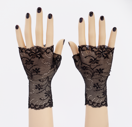 sexy lolita wrist warmers black/pink &amp; bow