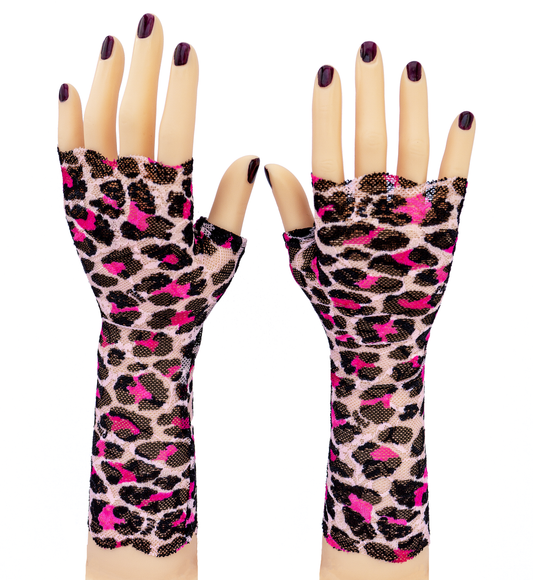 sexy lolita wrist warmers black/pink &amp; bow