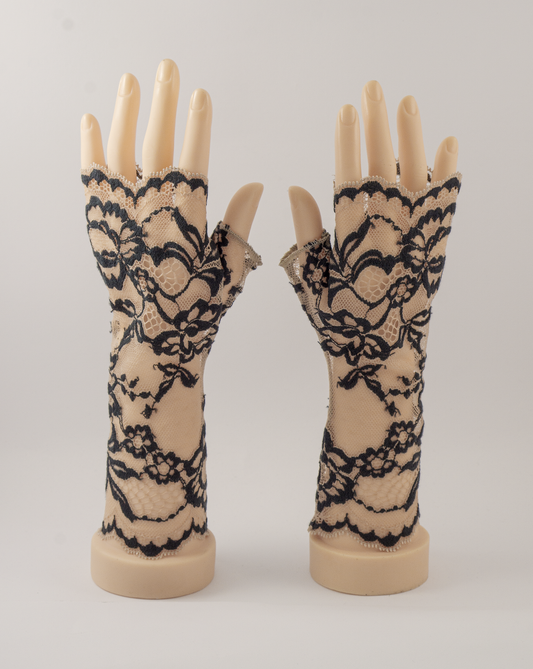 sexy lolita wrist warmers black/pink &amp; bow