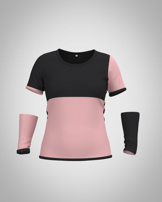Plastron shirt ladies Tenshi jersey + cotton body olive black wine red sizes 34-46