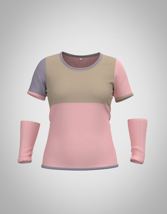 Plastron shirt ladies Tenshi jersey + cotton body olive black wine red sizes 34-46