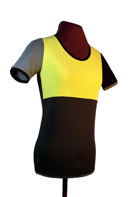Plastron shirt ladies Tenshi jersey + cotton body olive black wine red sizes 34-46