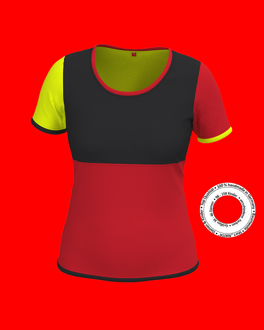 Plastron shirt ladies Tenshi jersey + cotton body olive black wine red sizes 34-46