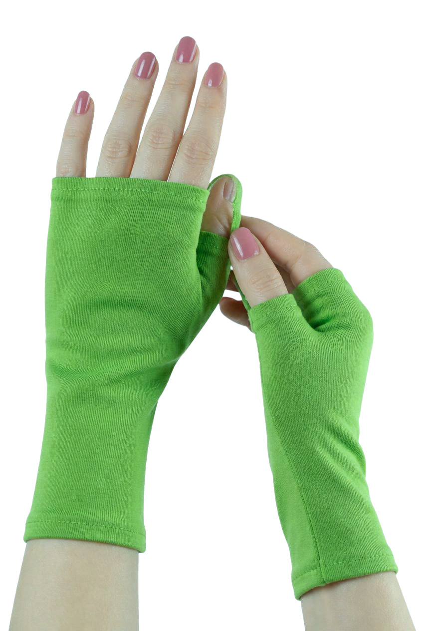 Mitaines en jersey doux, ULTRA CONFORTABLES #INDISPENSABLE, à motifs colorés, doublées (couleur de la doublure au choix), avec nœud.