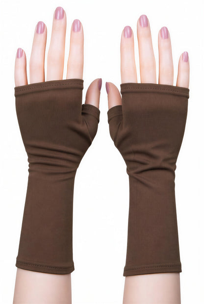 Mitaines en jersey doux, ULTRA CONFORTABLES #INDISPENSABLE, à motifs colorés, doublées (couleur de la doublure au choix), avec nœud.