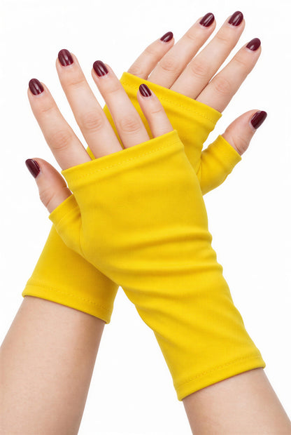 Mitaines en jersey doux, ULTRA CONFORTABLES #INDISPENSABLE, à motifs colorés, doublées (couleur de la doublure au choix), avec nœud.