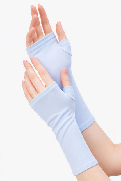 Mitaines en jersey doux, ULTRA CONFORTABLES #INDISPENSABLE, à motifs colorés, doublées (couleur de la doublure au choix), avec nœud.