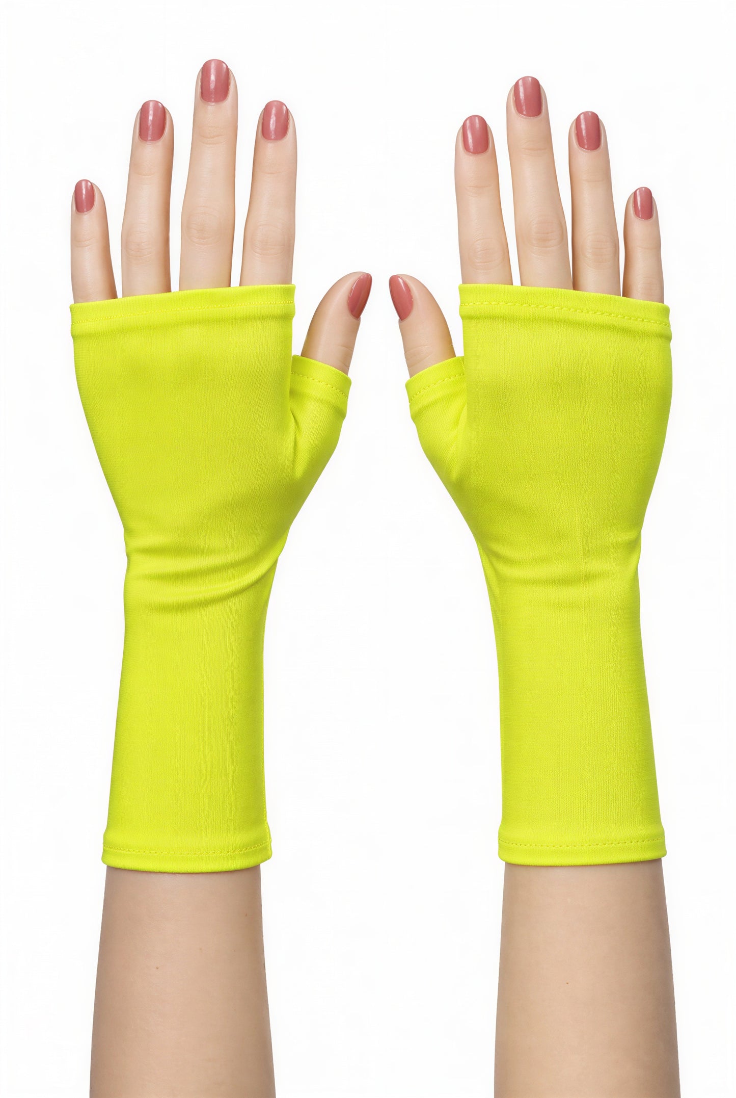 Mitaines en jersey doux, ULTRA CONFORTABLES #INDISPENSABLE, à motifs colorés, doublées (couleur de la doublure au choix), avec nœud.